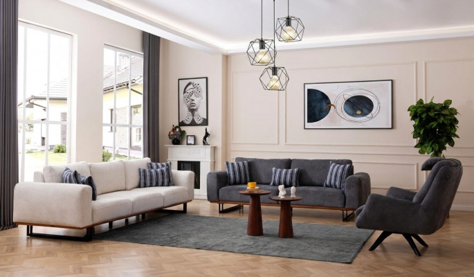 Design Zestaw sofowy zestaw do salonu Modern Obcios 4+3+1 Siedziba 3-częściowy.