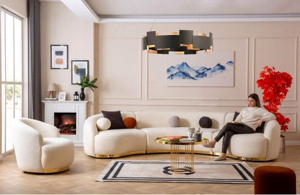 Designerski zestaw do salonu Nowoczesny Zestaw sofowy Okrągły sofa + 1 miejsce do siedzenia 2-częściowe