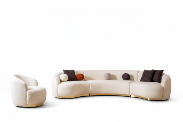 Designerski zestaw do salonu Nowoczesny Zestaw sofowy Okrągły sofa + 1 miejsce do siedzenia 2-częściowe