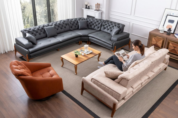 Zestaw do salonu Zestaw sofowy 3+1 Narożnikowa kanapa w kształcie litery L Zestaw narożny kanapa narożna kanapa 3-częściowa.