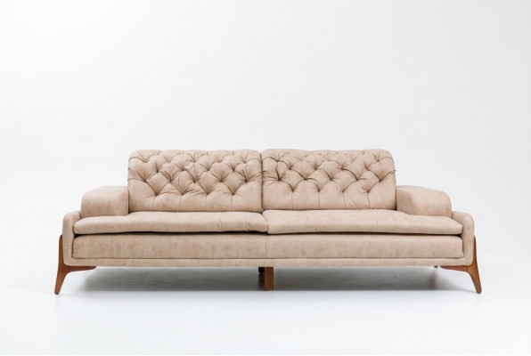 Nowoczesna Sofa 3 - miejsce siedzące Designerska Beżowa Kolor Style 240 cm Salon Beżowy Sofy