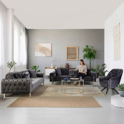 Designerski zestaw do salonu Zestaw sofowy 3+3+1 Siedziba Meble Obcios 3-częściowy.