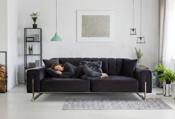 Designerska Sofa 3 miejsce do siedzenia Nowoczesne Meble Czarny 240cm Duży Salon xxl