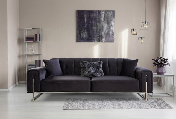 Designerska Sofa 3 miejsce do siedzenia Nowoczesne Meble Czarny 240cm Duży Salon xxl