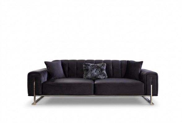 Designerska Sofa 3 miejsce do siedzenia Nowoczesne Meble Czarny 240cm Duży Salon xxl