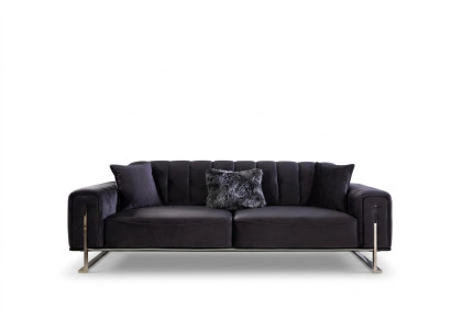 Designerska Sofa 3 miejsce do siedzenia Nowoczesne Meble Czarny 240cm Duży Salon xxl
