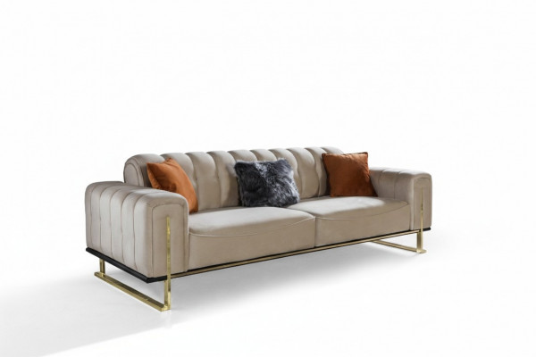 Sofa 3 miejsce do siedzenia Nowoczesne Meble Beżowy Kolor Salon Luksusowe Kanapy 240cm