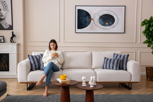 Designerska 4 miejsce do siedzenia Sofa Nowoczesne Meble Biały Kolor w stylowym salonie