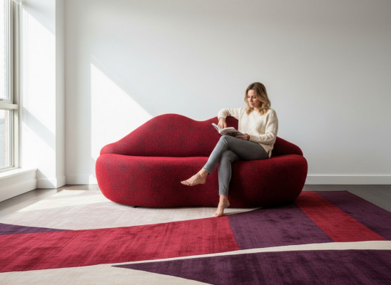 Designerskie 3 miejsce do siedzenia, sofa Czerwony Kolor w kształcie stylowych poduszek na siedziska z ustami