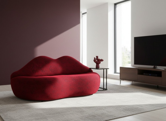 Designerskie 3 miejsce do siedzenia, sofa Czerwony Kolor w kształcie stylowych poduszek na siedziska z ustami