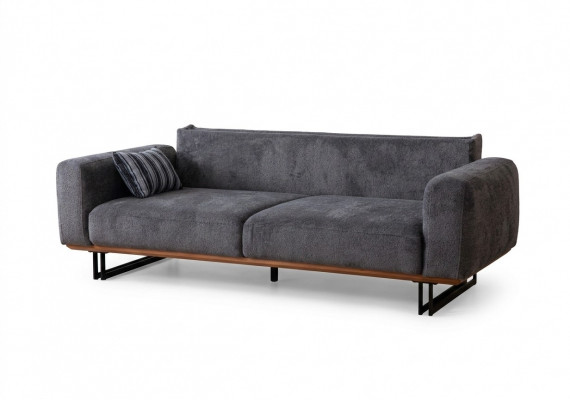 Kanapa 230cm Poduszka siedziska 3 miejsce siedzące Sofa Szara Designerskie Meble Salon