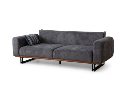 Kanapa 230cm Poduszka siedziska 3 miejsce siedzące Sofa Szara Designerskie Meble Salon