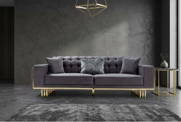 sofa Luksusowe Meble Salon Stopy 240cm Kanapa Sofy Kanapy 3 miejsce do siedzenia