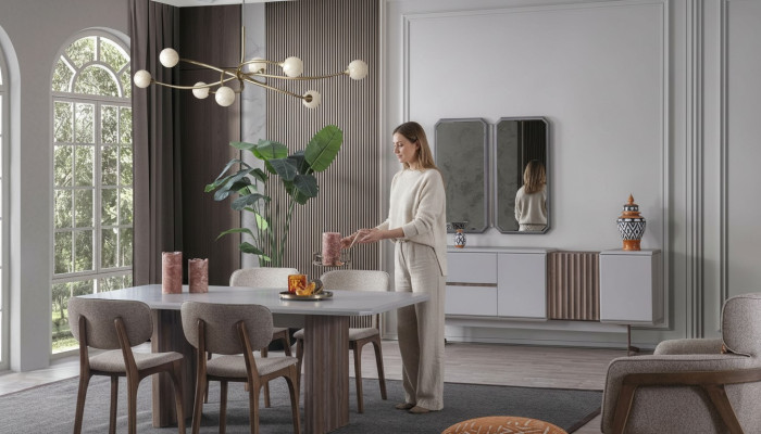 zestaw do jadalni zestaw do jadalni Grupa Tabela Krzesła 8-częściowy. Grupa restauracyjna Modern Meble