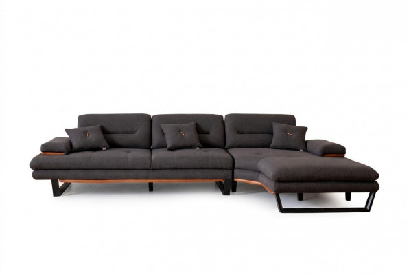 Designerska szara kanapa Narożnikowa w kształcie litery L Nowoczesne meble do salonu Zestaw narożny Sofa