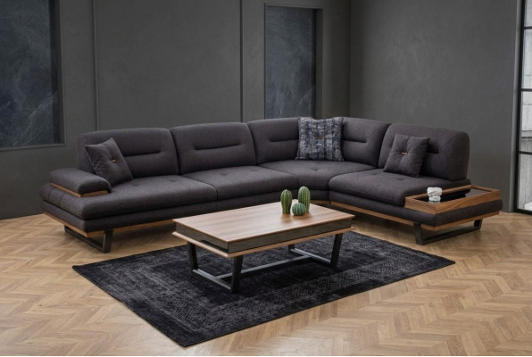 Styl Narożnikowa kanapa Szary luksus w salonie designerskiego zestawu narożnych kanap