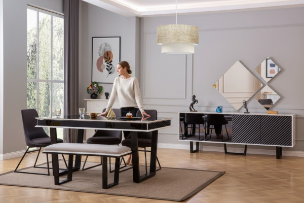 Designerski zestaw jadalnia 10 sztuk luksusowe Meble stylowa jadalnia z grupy Kredens