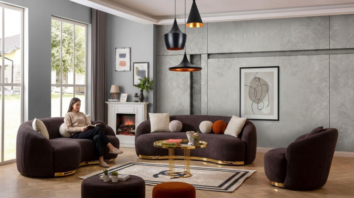 Stylowy komplet wypoczynkowy do salonu Designerski Zestaw sofowy 4+3+1 Siedziba Meble