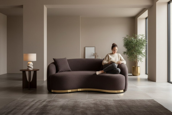 Meble do salonu luksusowa sofa 3 - miejsce do siedzenia design brązowa miękka sofa Podkładka Włókienniczy 230cm