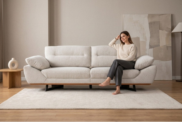 Sofa Comfort Designer 3 miejsce do siedzenia Podkładka Sofy Design Biały w salonie
