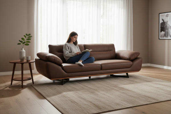 Nowoczesna Designerska Sofa 3 miejsce do siedzenia 240cm xxl Couch Podkładka Sofas Design Brown