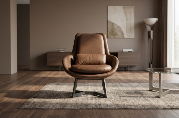 Designer Fotel 1 miejsce siedzące sztuczna skóra Couch Podkładka Fotel Design Brown