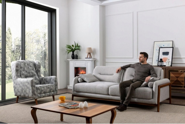 Zestaw 2 szt. do salonu Zestaw sofowy trzyosobowa sofa nowoczesny Fotel Włókienniczy
