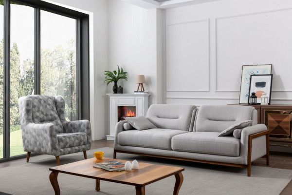 Zestaw 2 szt. do salonu Zestaw sofowy trzyosobowa sofa nowoczesny Fotel Włókienniczy