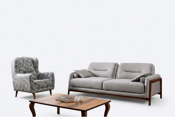 Zestaw 2 szt. do salonu Zestaw sofowy trzyosobowa sofa nowoczesny Fotel Włókienniczy