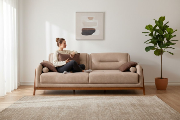 Designerska Sofa 3 miejsce do siedzenia Luksusowa Podkładka Brown Couch Meble do Salonu