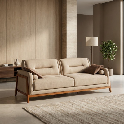 Designerska Sofa 3 miejsce do siedzenia Luksusowa Podkładka Brown Couch Meble do Salonu