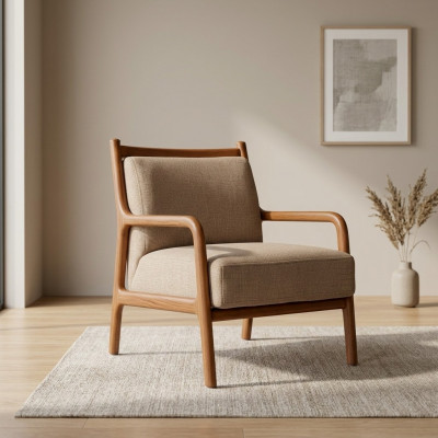 Nowoczesne Beżowe Fotel Meble do Salonu Luksusowy Design Tapicerka sztuczna skóra