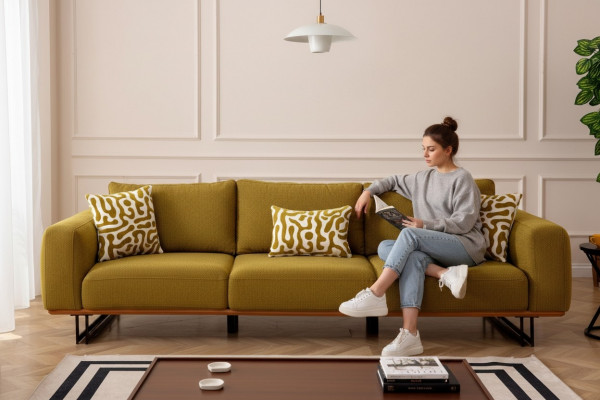 Włoska Sofa Kanapa Podkładka 4 miejsce do siedzenia Meble 270cm Kanapy Tekstylne Nowe
