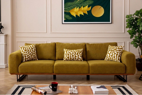 Włoska Sofa Kanapa Podkładka 4 miejsce do siedzenia Meble 270cm Kanapy Tekstylne Nowe