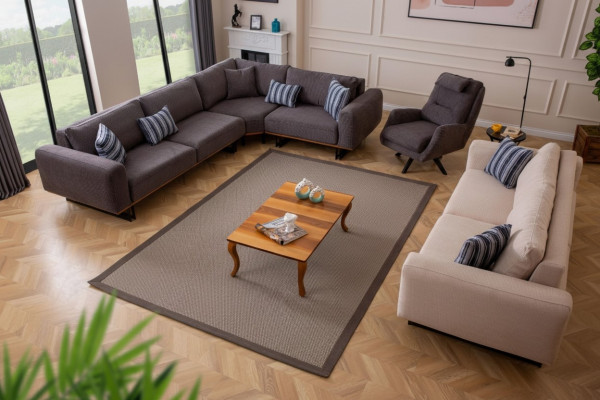 Designerski zestaw do salonu Żywy krajobraz Narożnikowa kanapa L-Shape 3 Sofa Fotel 3-częściowa