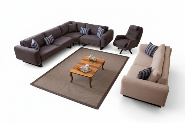 Designerski zestaw do salonu Żywy krajobraz Narożnikowa kanapa L-Shape 3 Sofa Fotel 3-częściowa