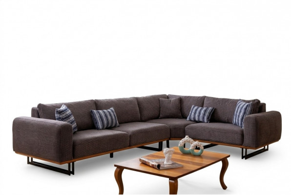 Projektant Narożnikowa kanapa L Shape Podkładka Włókienniczy Modern Brown Luxury Żywy krajobraz