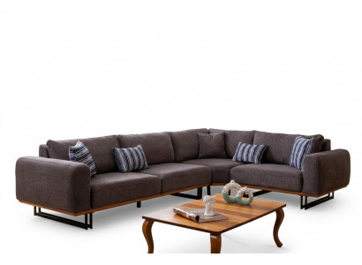 Projektant Narożnikowa kanapa L Shape Podkładka Włókienniczy Modern Brown Luxury Żywy krajobraz