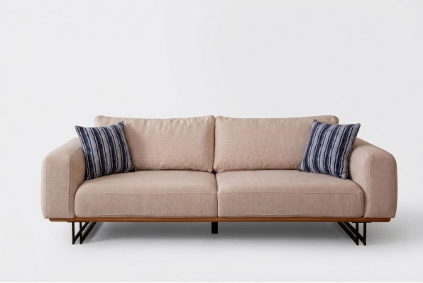 Designerska Sofa 3 miejsce do siedzenia Podkładka Włókienniczy Nowoczesna Podkładka Beżowa 230cm Kanapy