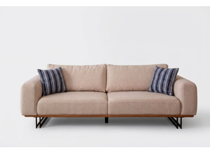 Designerska Sofa 3 miejsce do siedzenia Podkładka Włókienniczy Nowoczesna Podkładka Beżowa 230cm Kanapy