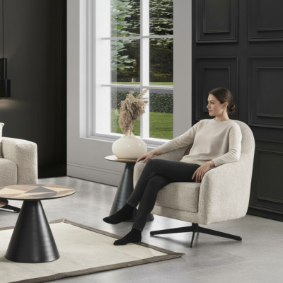 Luksusowy Fotel Stylowe Meble Salon Obrotowy Lounge Club Drewno