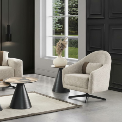 Luksusowy Fotel Stylowe Meble Salon Obrotowy Lounge Club Drewno