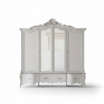 Szafa czterodrzwiowa Biała Klasyczna Solidne drewno Szafki Design