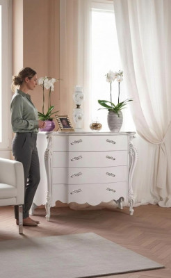 Komody Biała Sypialnia design klasyczny luksusowy kredens Drewno Kredens