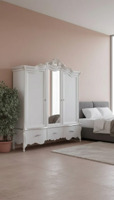 Szafa Biała Solidne drewno Meble Sypialnia Designerskie drzwi szklane