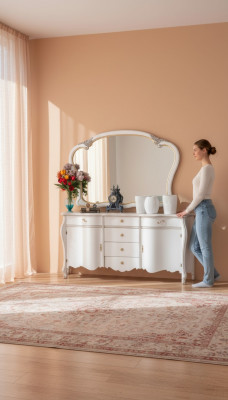 Kredens Lustro Kredens Komoda Drewno Design Meble Stil Kredens