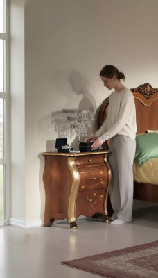 Szafki nocne Stolik nocny Klasyczny Design Meble Drewno Brązowe Stoliki boczne