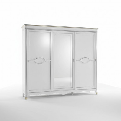 Drzwi Lustrzane Szafa Biała Klasyczna Sypialnia Meble Design