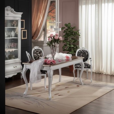 Design jadalnia meble drewniane 4x Krzesło Biały Tabela jadalnia zestaw do jadalni grupowej 5 sztuk