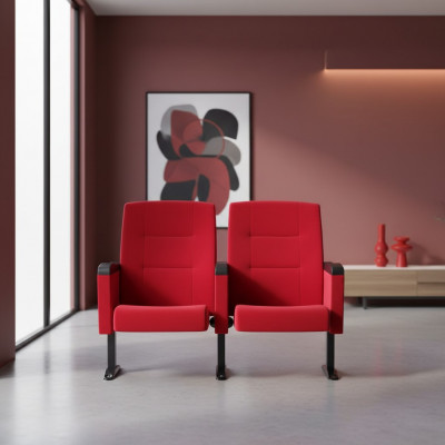 Fotel Art Deco Fotel Sofa 1 miejsce do siedzenia dla Theatre Design Luxury Czerwony Włókienniczy Nowość